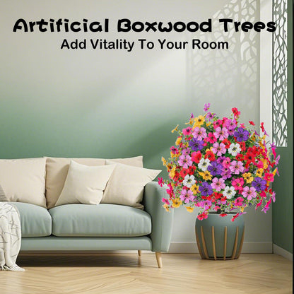 23" Artificial Topiary Ball Trees with Flowers and Ground Spikes