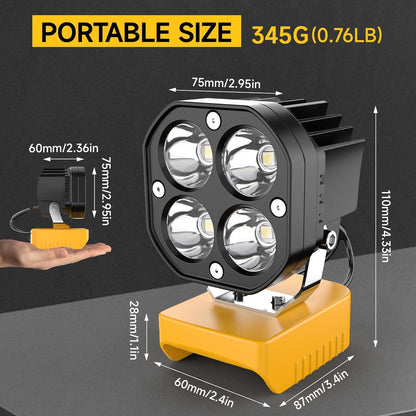 Last Day 49% OFF🔥LED Work Light Compatible with Milwaukee 18V Battery/Dewalt 18V&20V Battery