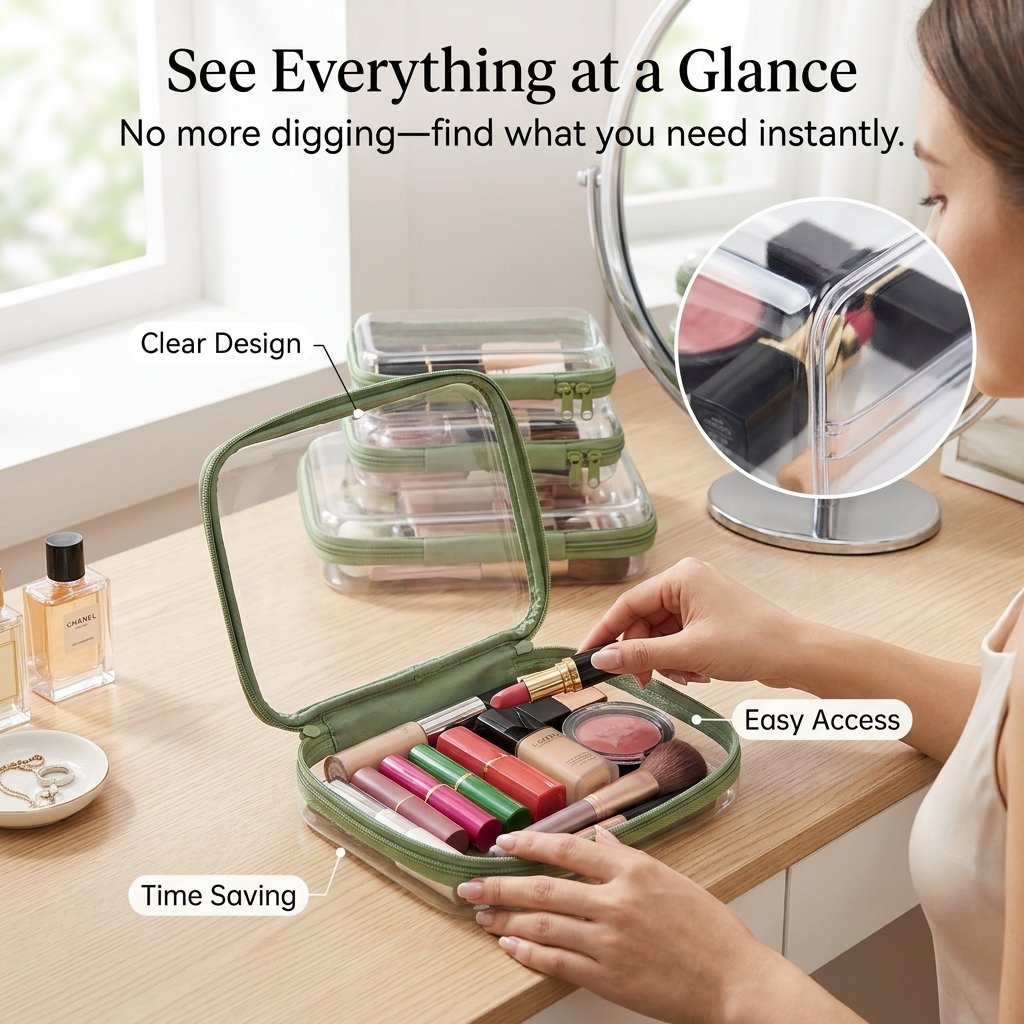 Clear Organizer Storage Box Clear Hard Zipper Case