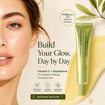 🍊✨  50,000 ppm Dual Vitamin C Booster Shot Serum - Korean Glow Serum with Glutathione, Niacinamide & Vitamin E - For Dark Spots, Dull Skin, Fine Lines & Glass Skin Glow - 30ml