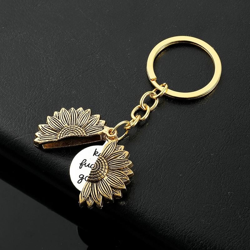 🌻Sunflower Keychain – “Keep Fucking Going” Motivational Gift with Gift Box