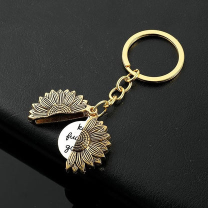 🌻Sunflower Keychain – “Keep Fucking Going” Motivational Gift with Gift Box