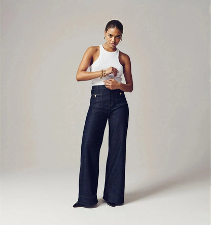 🔥Last Day 49% OFF-Tummy Control Sailor Wide Leg Jeans