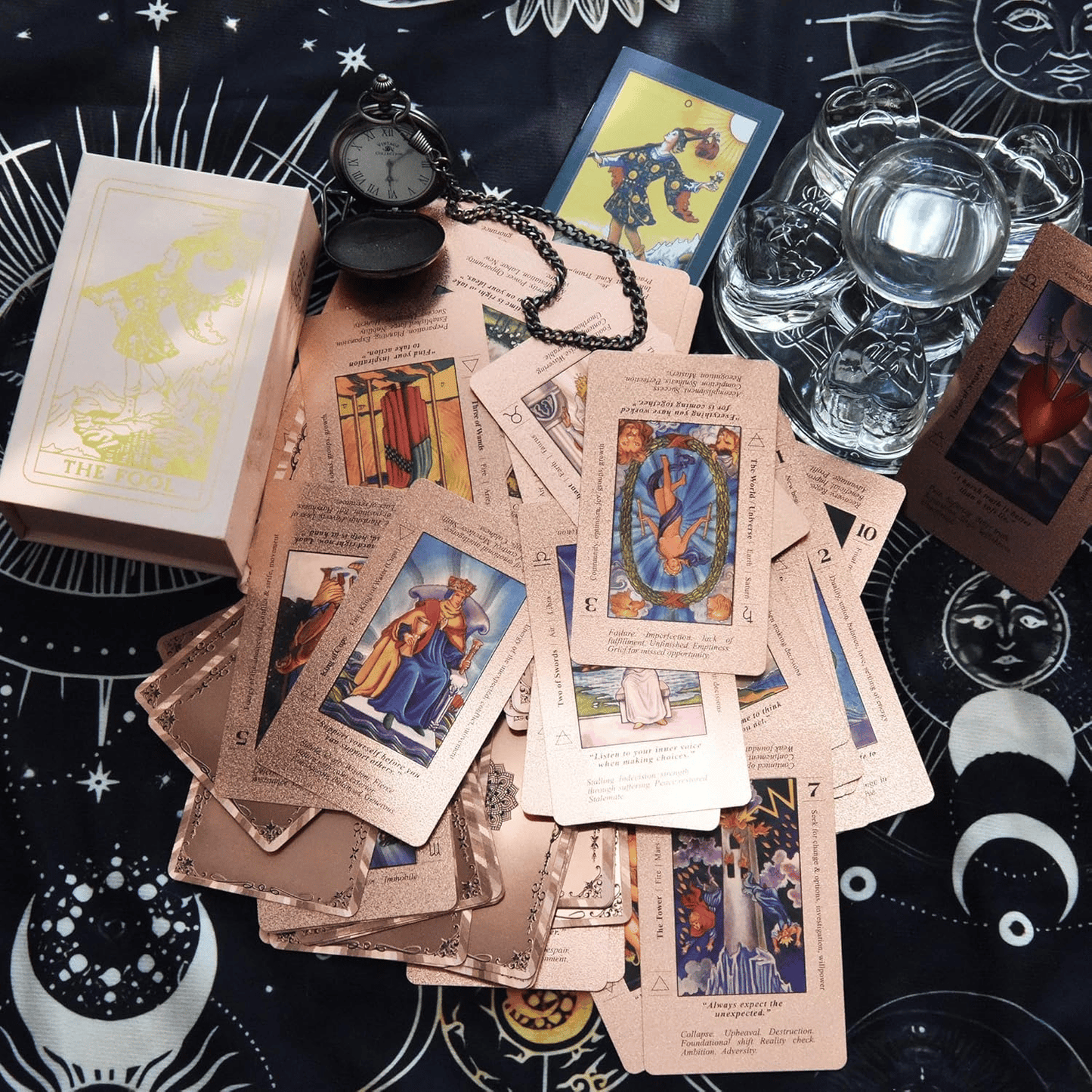 🔥Last Day 49% OFF✨Witchy Cauldron Rose Gold Tarot Cards with Guide Book🔮