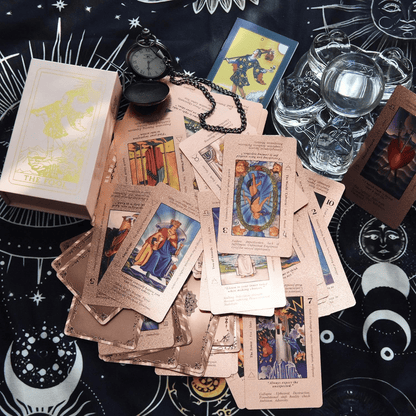 🔥Last Day 49% OFF✨Witchy Cauldron Rose Gold Tarot Cards with Guide Book🔮