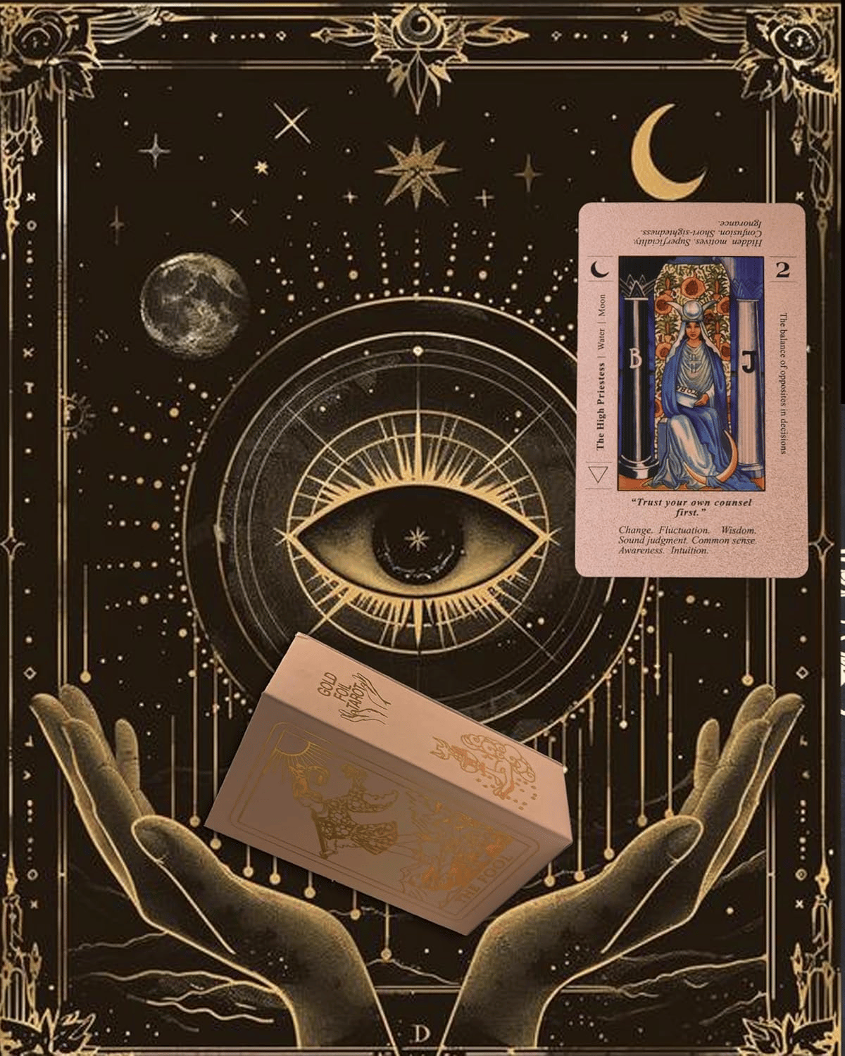 🔥Last Day 49% OFF✨Witchy Cauldron Rose Gold Tarot Cards with Guide Book🔮