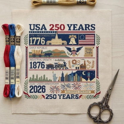 🔥Last Day 49% OFF -  🇺🇸 America 250 Years Independence Day Cross Stitch Diy Kit🧵