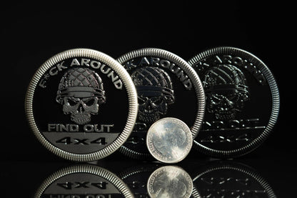 🤣F Around and Find Out (Skull & Helmet) Metal Badge