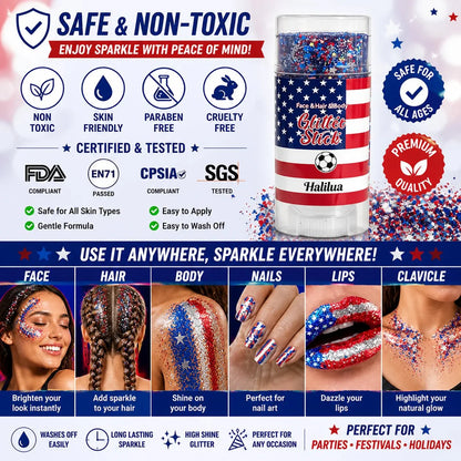 🎁LAST DAY 50% OFF-🦅4th of July Glitter Stick✨🔔Red, White & Blue Body & Hair Sparkle