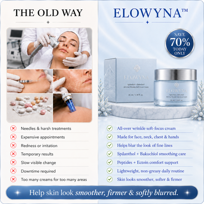 🧠👩‍🔬 Elowyna™ Spilanthol + Bakuchiol All-Over Wrinkle Soft-Focus Cream – Face, Neck, Chest, Hands & Crepey Skin – Smooth, Firm & Blur – 70% OFF Today