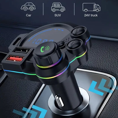 ⚡ 30W PD Car Charger & Bluetooth 5.3 FM Transmitter – Bass Booster & RGB Light – Wireless MP3 Radio Adapter 🎵