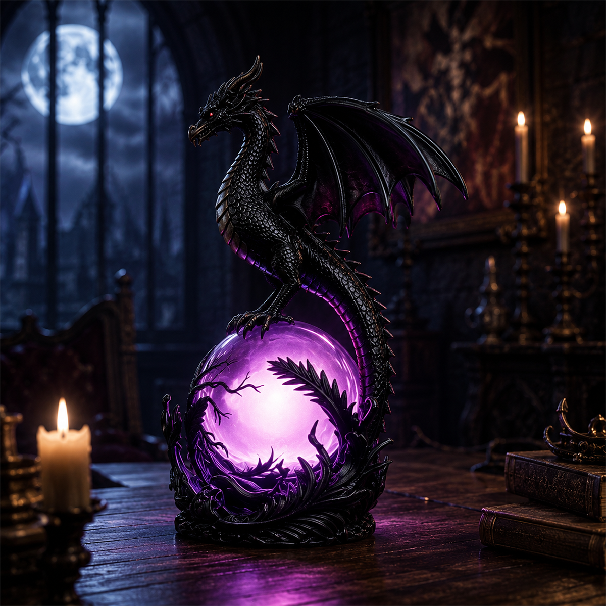 🔮Gothic Dragon LED Crystal Ball Lamp for Dark Aesthetic Decor