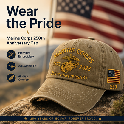 250th USMC Retro Embroidered Cover🎁 Free Honor Coin With Every Cap Purchase