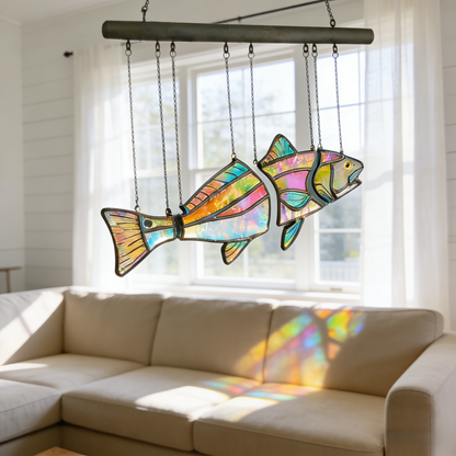Handcrafted Stained Red Drum-The Illusion of Swimming