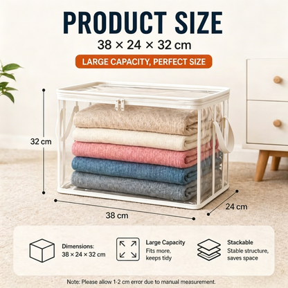 🔥Last Day 49% OFF📦Portable Large Heavy-Duty Thick Plastic Clear Storage Box with Hinged Lid | Home, Travel & Camping