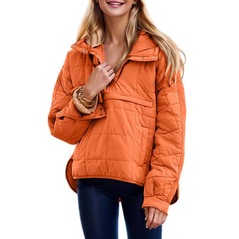 🔥Lightweight and warm-Women's Oversized Hooded Puffer Jacket Quilted Lightweight Winter Warm Pullover Padded Hoodies Coat