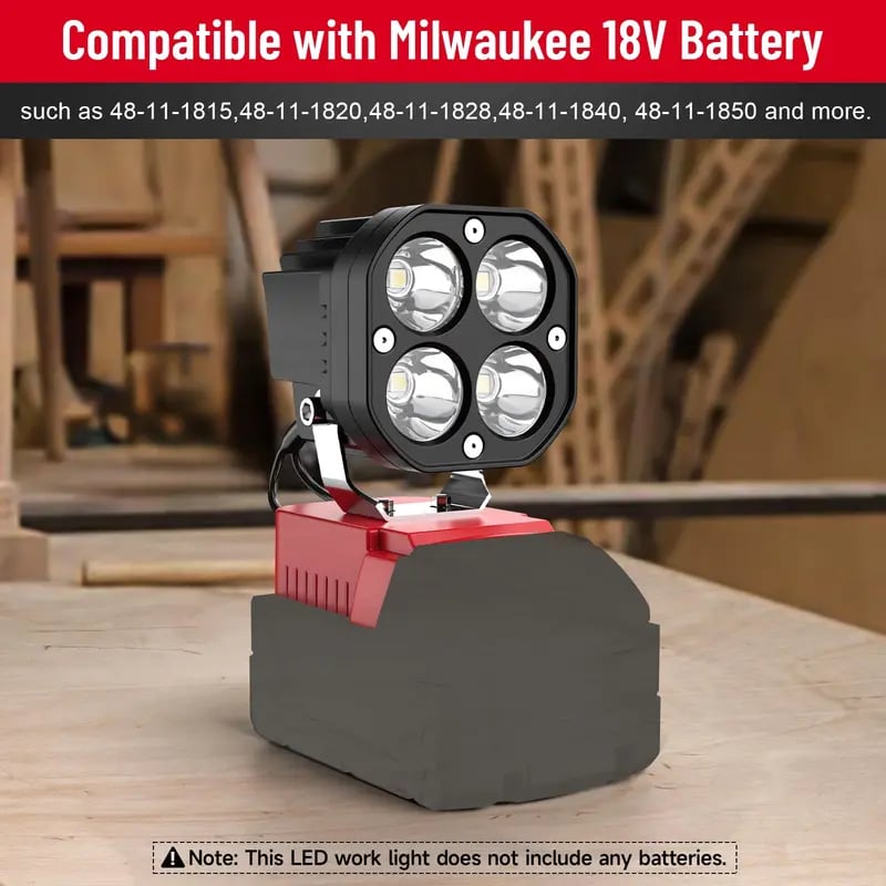 Last Day 49% OFF🔥LED Work Light Compatible with Milwaukee 18V Battery/Dewalt 18V&20V Battery