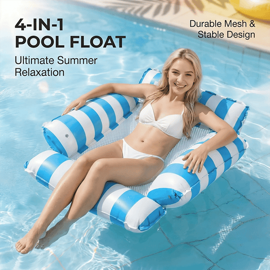 4-in-1 Inflatable Water Hammock – Pool Floating Lounge Chair & Swimming Bed