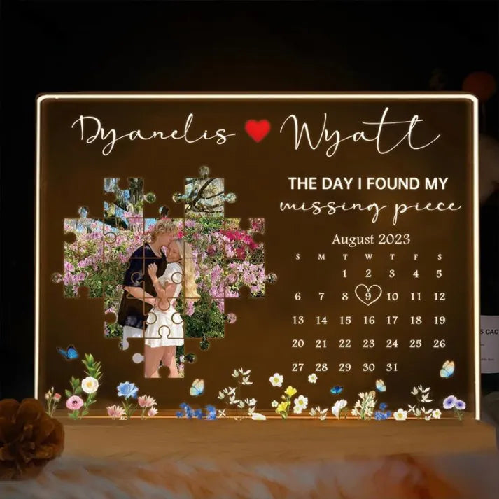 The Day I Found My Missing Piece Light Frame Personalized Gift