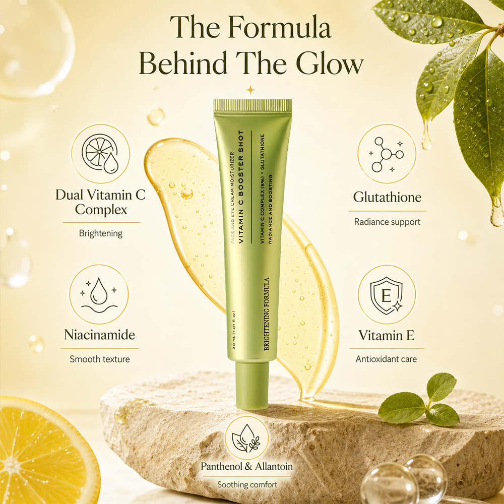 🍊✨  50,000 ppm Dual Vitamin C Booster Shot Serum - Korean Glow Serum with Glutathione, Niacinamide & Vitamin E - For Dark Spots, Dull Skin, Fine Lines & Glass Skin Glow - 30ml