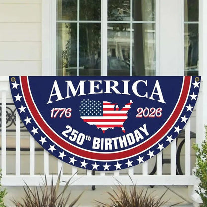 🔥Limited Time 50% Off✨ America 250th Birthday Semicircular Flag Banner 1776–2026 Patriotic Bunting