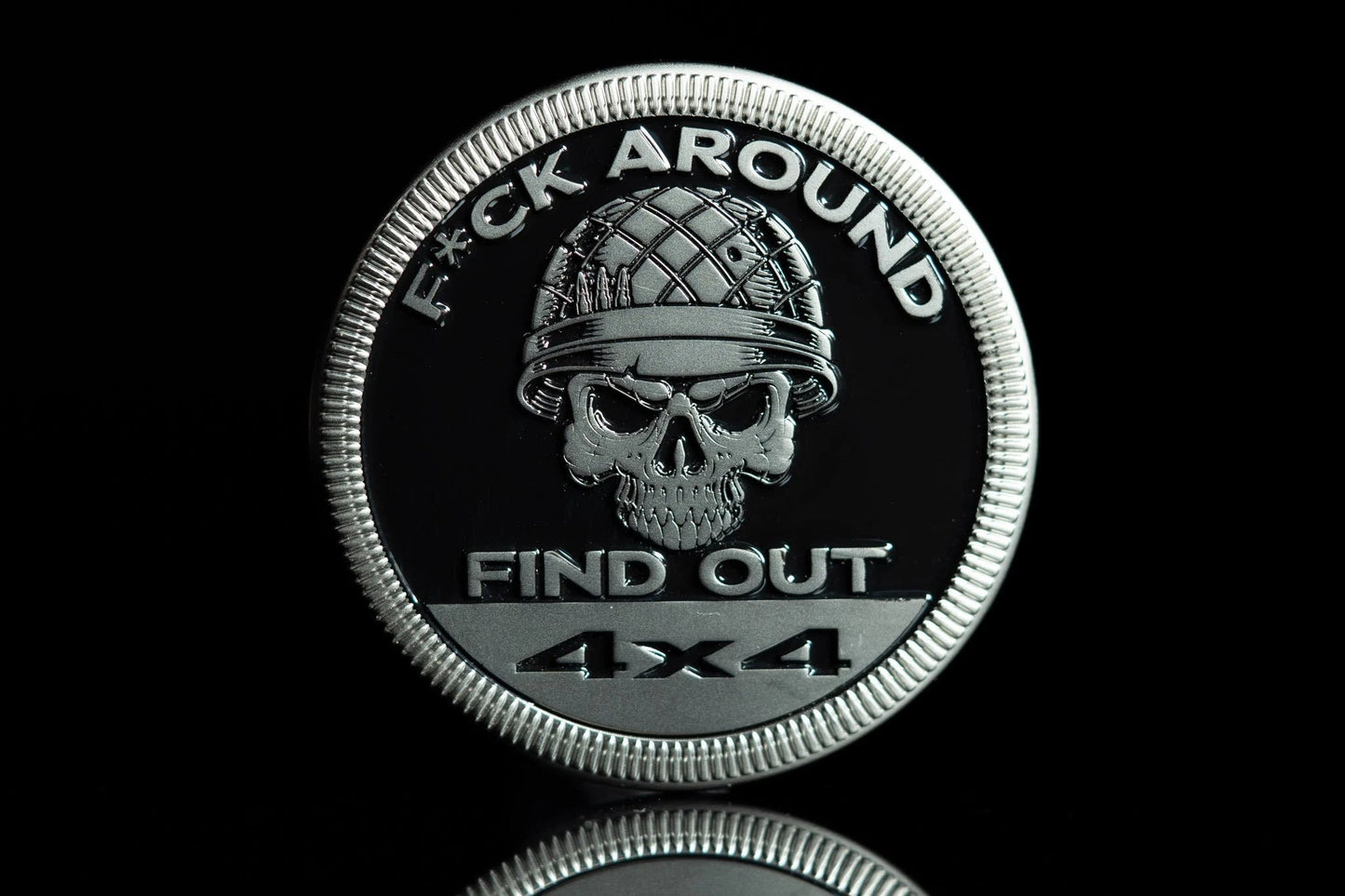 🤣F Around and Find Out (Skull & Helmet) Metal Badge