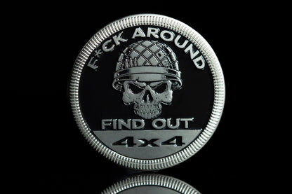 🤣F Around and Find Out (Skull & Helmet) Metal Badge