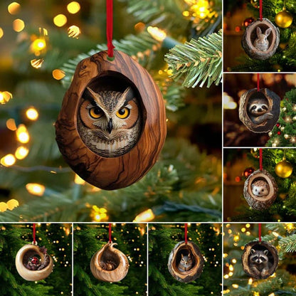 💖Not Just for Christmas Tree! Handmade Owl Ornaments & Raccoon Decorations, Matchable with Porch/Window Sill/Gift Wrapping🎁