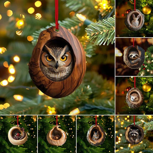 💖Not Just for Christmas Tree! Handmade Owl Ornaments & Raccoon Decorations, Matchable with Porch/Window Sill/Gift Wrapping🎁