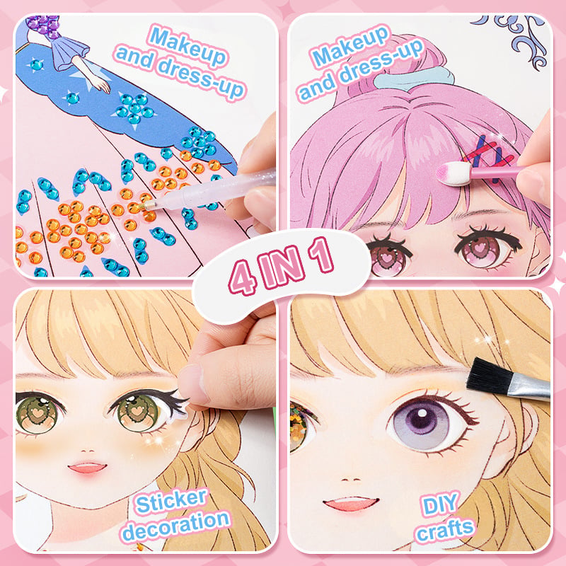 Top Christmas Gift 2025 🎅 JSR Special Diamond Painting & Princess Book Makeup Craft Kits Foil Art Books Set Play on Paper