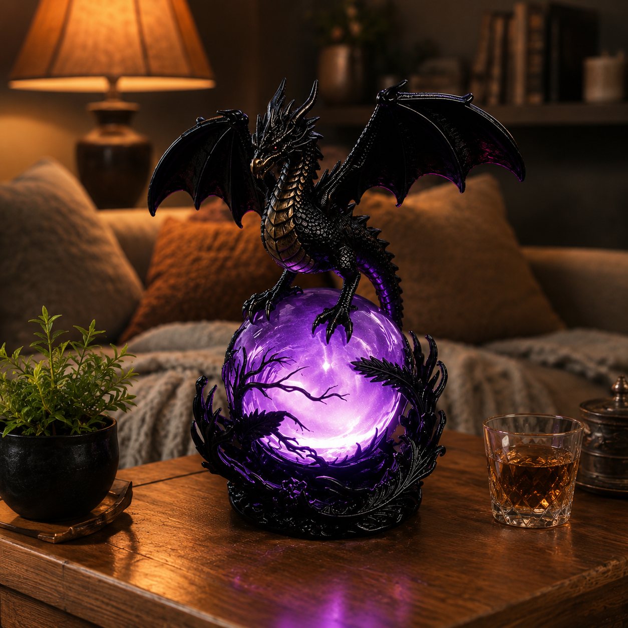 🔮Gothic Dragon LED Crystal Ball Lamp for Dark Aesthetic Decor