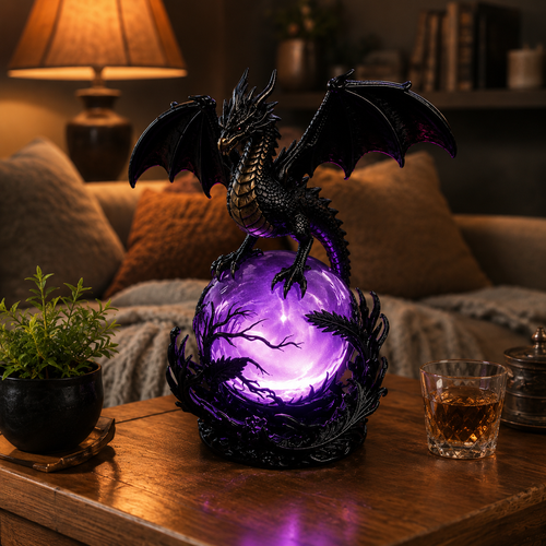 🔮Gothic Dragon LED Crystal Ball Lamp for Dark Aesthetic Decor