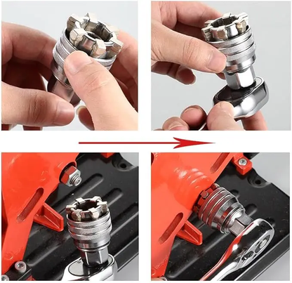 Multi-Function Universal Socket Wrench Tool -Universal Socket Tool for 3/8" Drive Ratchet Torque Wrench & Power Drill