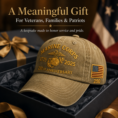 250th USMC Retro Embroidered Cover🎁 Free Honor Coin With Every Cap Purchase