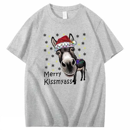 🔥Last Day 49% OFF🎄 Funny Donkey Merry Kissmyass Christmas T-Shirt