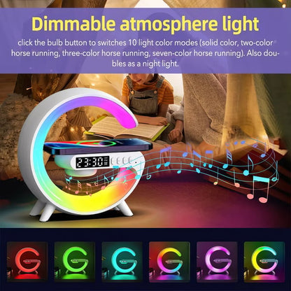 🔥Last Day 49% OFF👍Multifunctional Bluetooth Speaker-Colorful Atmosphere Light Wireless Charging and Clock All-in-one Machine