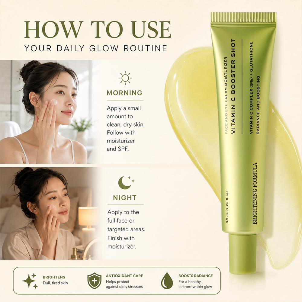🍊✨  50,000 ppm Dual Vitamin C Booster Shot Serum - Korean Glow Serum with Glutathione, Niacinamide & Vitamin E - For Dark Spots, Dull Skin, Fine Lines & Glass Skin Glow - 30ml