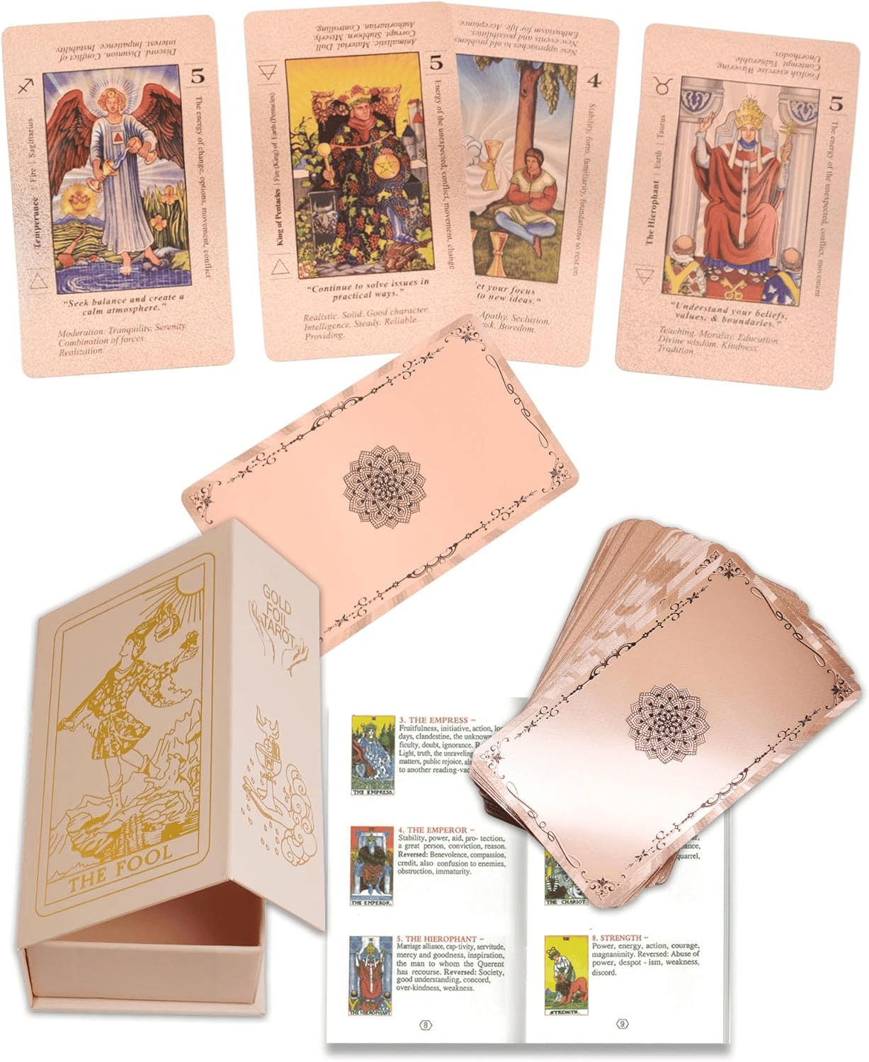 🔥Last Day 49% OFF✨Witchy Cauldron Rose Gold Tarot Cards with Guide Book🔮