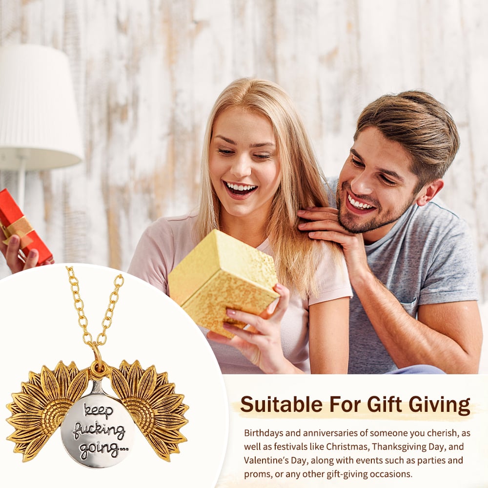 🌻Sunflower Keychain – “Keep Fucking Going” Motivational Gift with Gift Box
