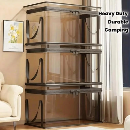 🔥Large Clear Thick Plastic Storage Box with Hinged Lid