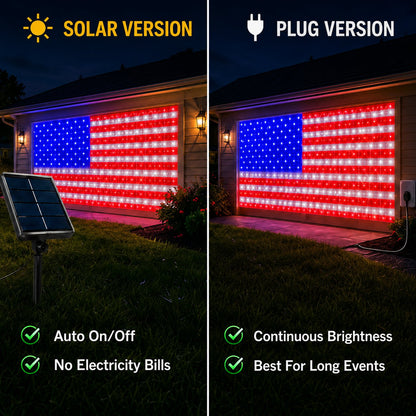 💙 Land of the Free Glow ✨ 49% OFF-Solar American Flag Net Lights