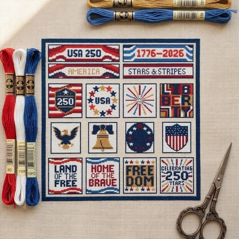 🔥Last Day 49% OFF -  🇺🇸 America 250 Years Independence Day Cross Stitch Diy Kit🧵
