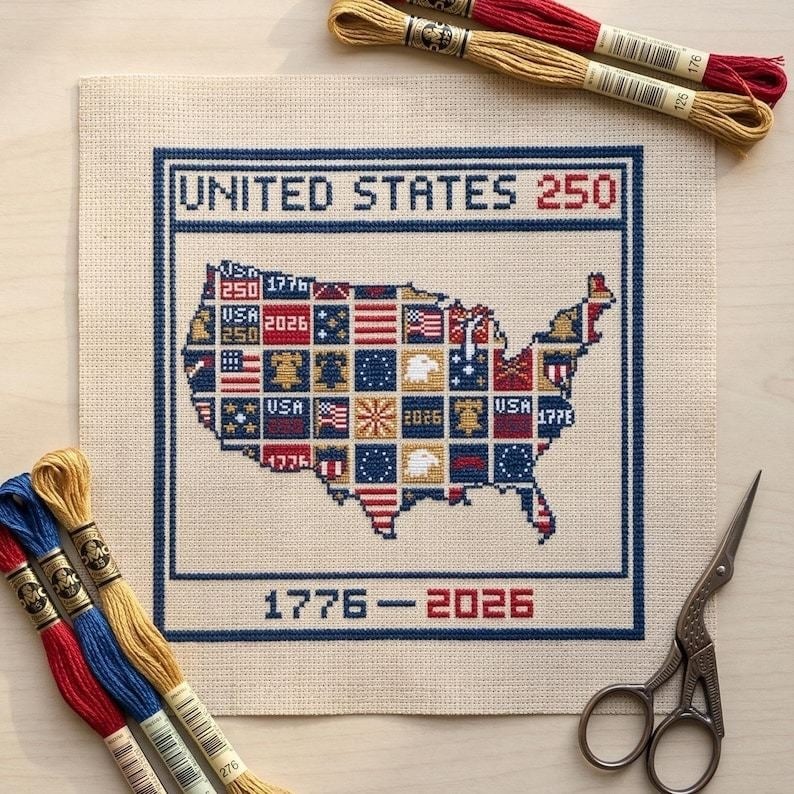 🔥Last Day 49% OFF -  🇺🇸 America 250 Years Independence Day Cross Stitch Diy Kit🧵