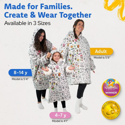 🎨🖌️Cozy Companions Color-Your-Own Blanket Hoodie With 24 Permanent Fabric Makers