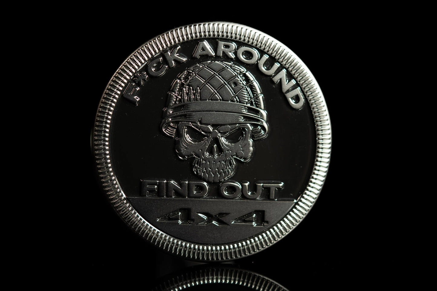 🤣F Around and Find Out (Skull & Helmet) Metal Badge