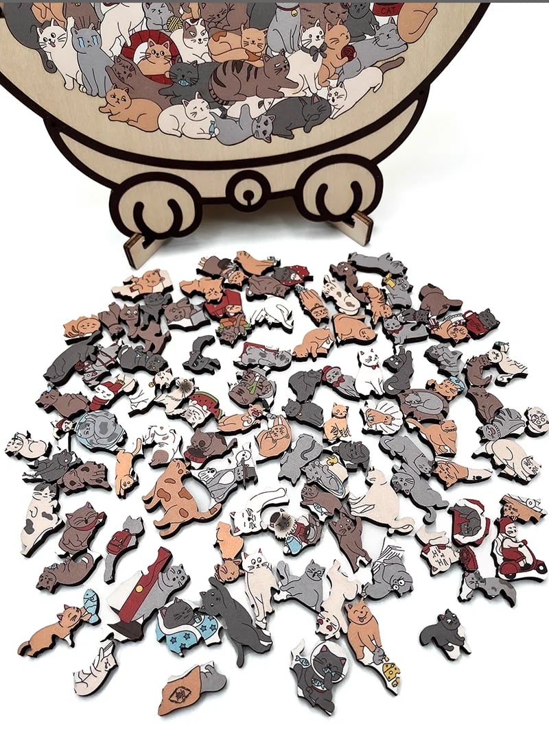 🎁Last Day 49% OFF🔥The Calming Cat Puzzle – A Wooden Work of Art You Can Build