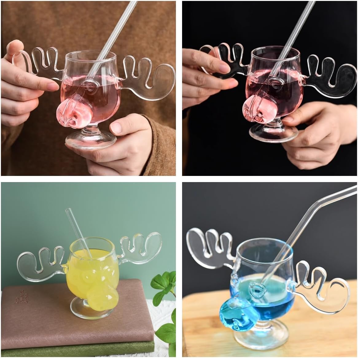 🔥Last Day 49% OFF - The Stag's Gaze: Where Light Dances 🦌✨Glass Reindeer Mug