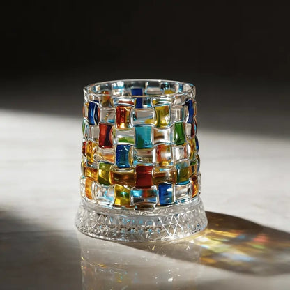 Hand-Painted Embossed Rotating Whiskey Glass – Minimal Luxury Crystal Tumbler with Smooth Spin Design