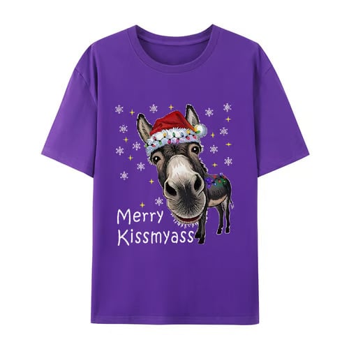 🔥Last Day 49% OFF🎄 Funny Donkey Merry Kissmyass Christmas T-Shirt