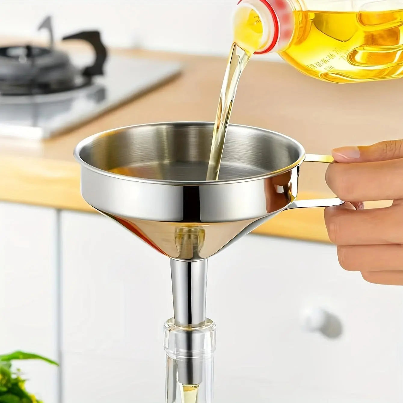 Universal Wide-Mouth Kitchen Funnel with Strainer